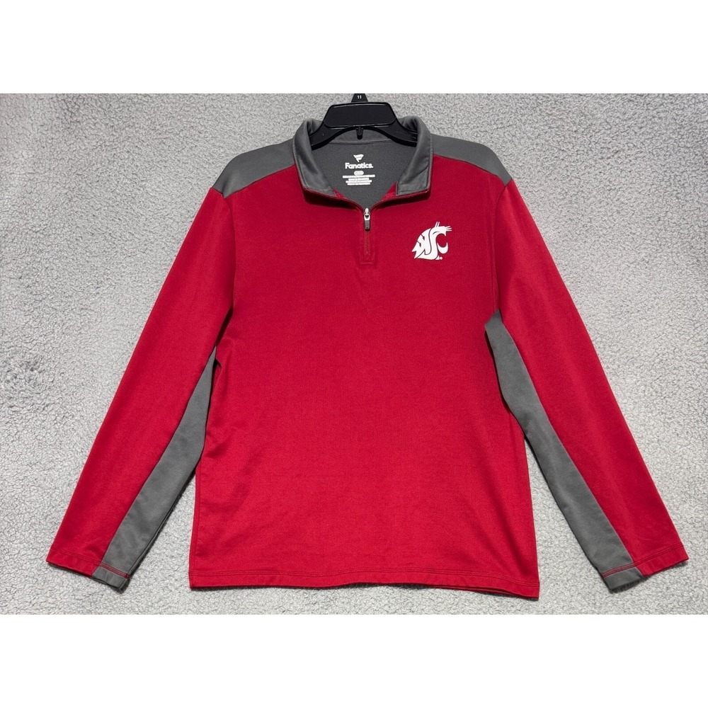 Fanatics Washington State Cougars WSU 1/4 Zip Fleece Lined Sweater Mens Large